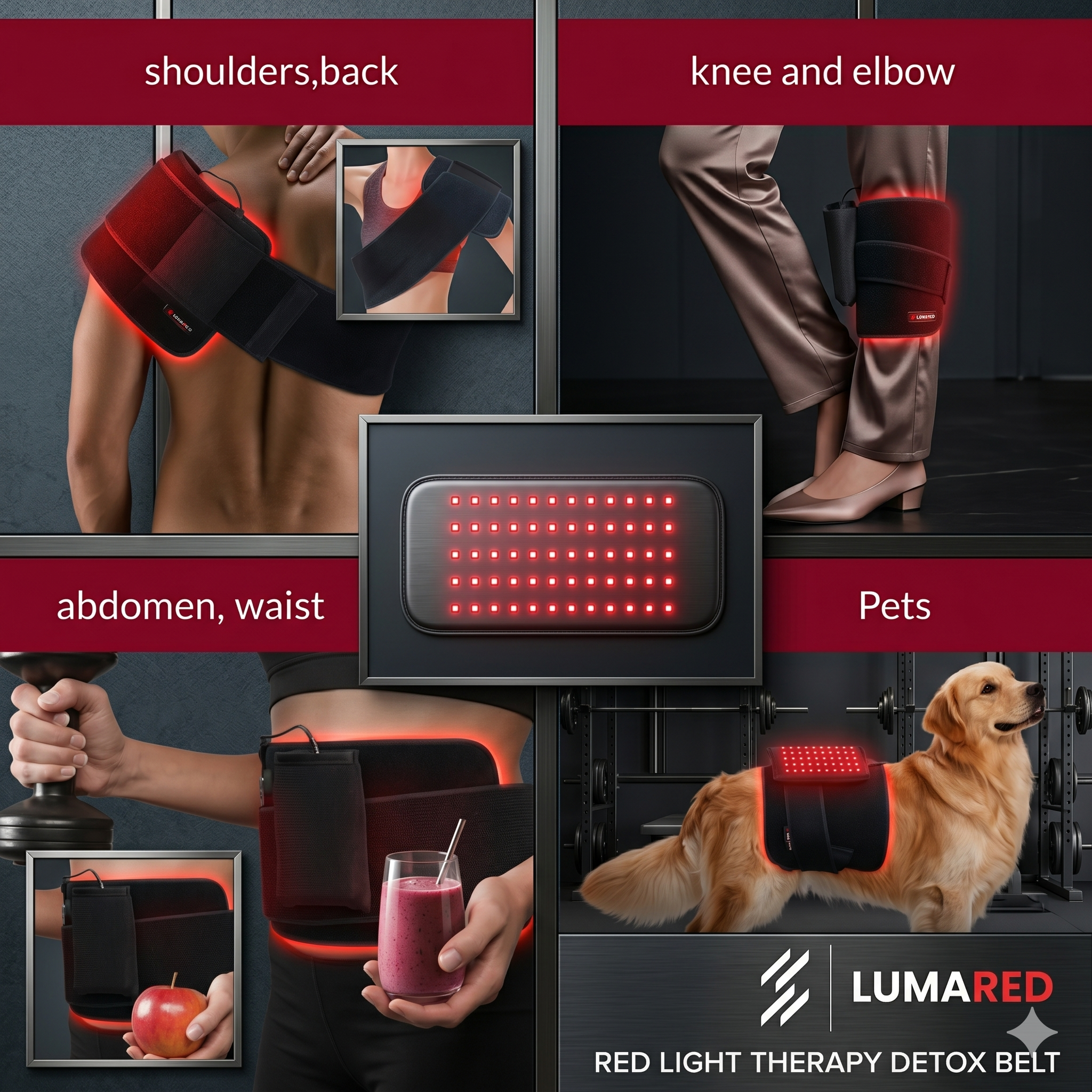 LumaDetox Red Light Therapy Belt -660nm  and 850nm Lymphathic Massage and Fat Loss  Belt