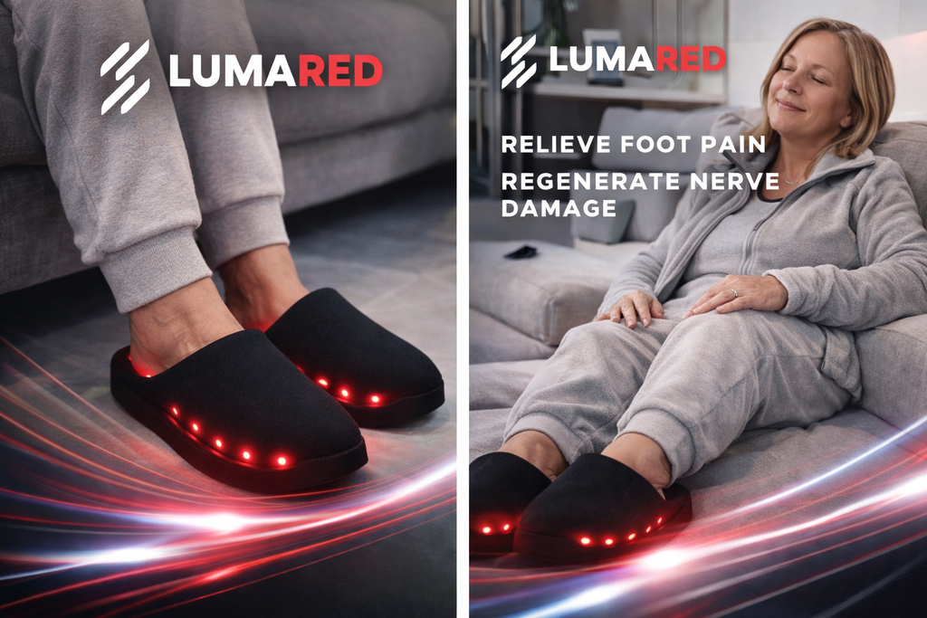 LumaSole Recovery System Red Infrared Light Therapy Slippers for Feet Pain Relief