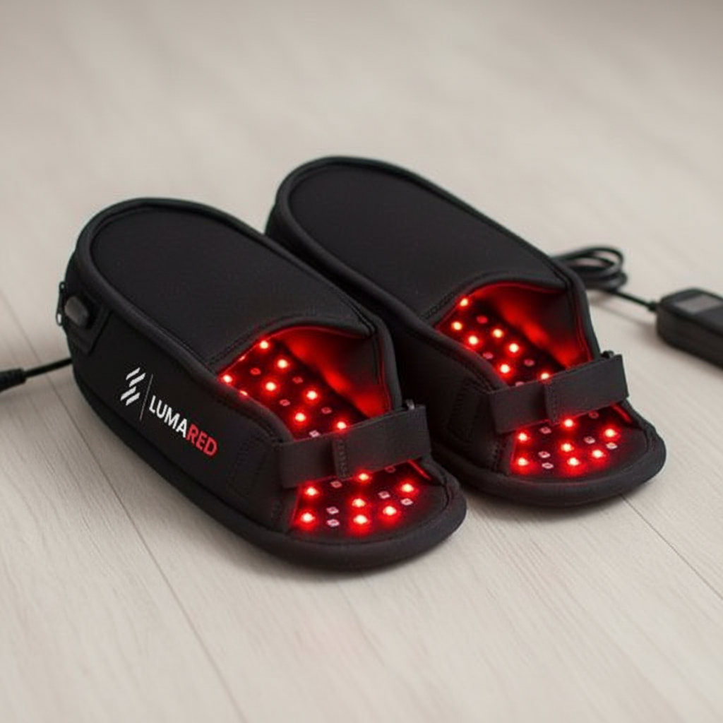 LumaSole Recovery System Red Infrared Light Therapy Slippers for Feet Pain Relief